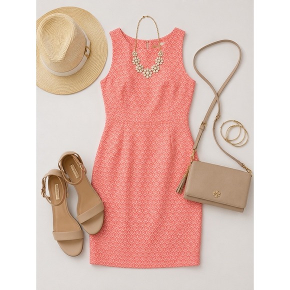 ANTONIO MELANI Dresses & Skirts - Antonio Melani Coral Geometric Jacquard Sleeveless Sheath Dress Size 6